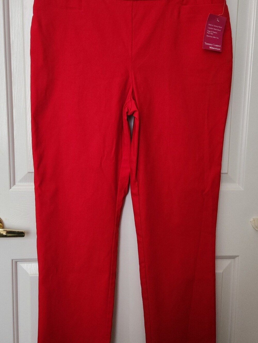 NWT Kim Rogers Millennium red Straight pull on pants size 12P Short